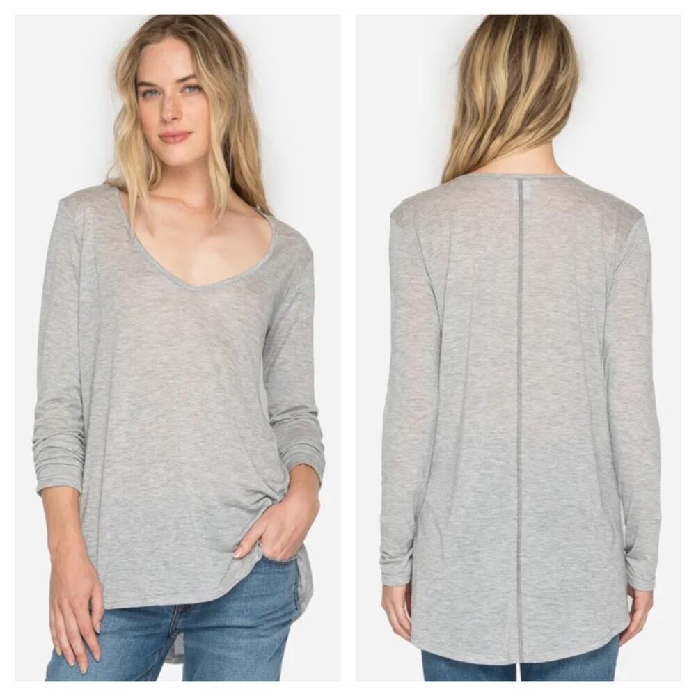 Johnny Was Calme Long Sleeve Top Small Light Grey Tencel Oversized Lightweight